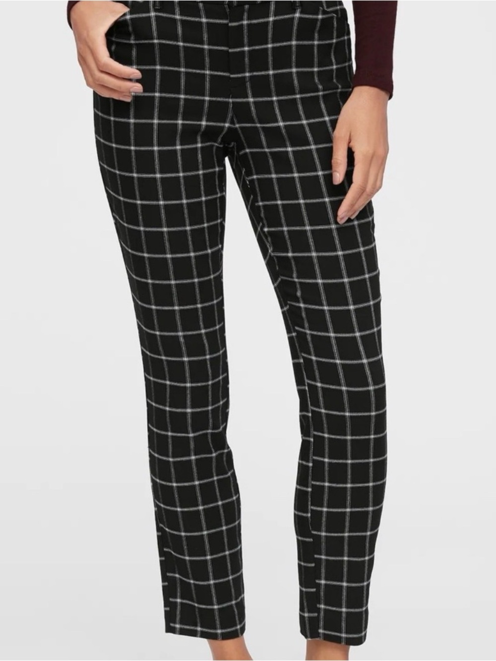 Old Navy Black High Rise Skinny Pixie Pants with White Grid